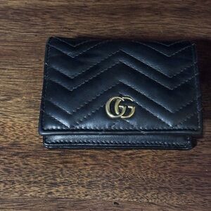 Gucci Black Leather Wallet with Gold Logo